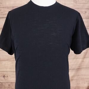 Fabletics Shirt Mens 2XL Black Lightweight Slub Crewneck Tagless Tee T-Shirt